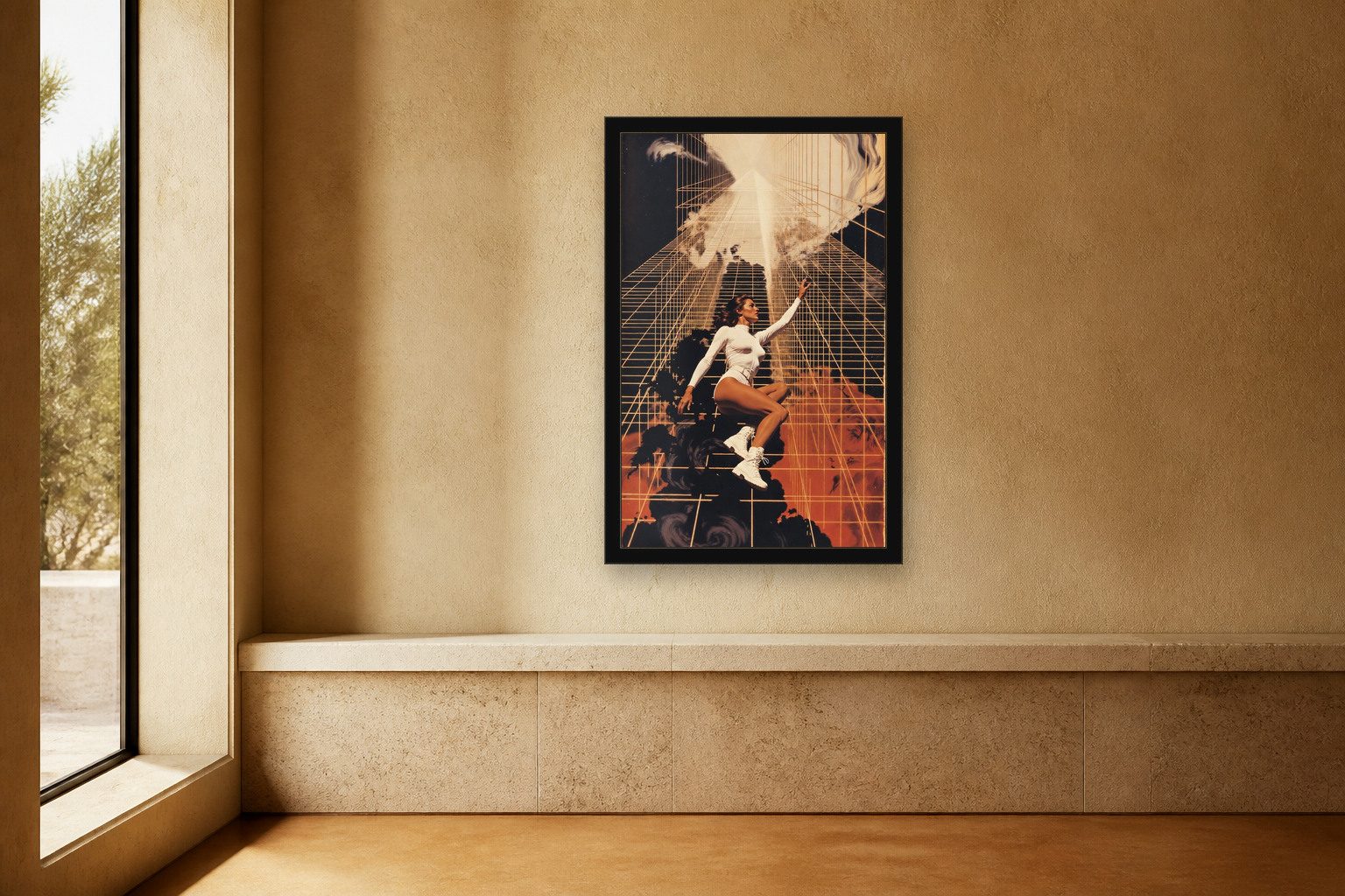 Adscensus in room, thick black frame