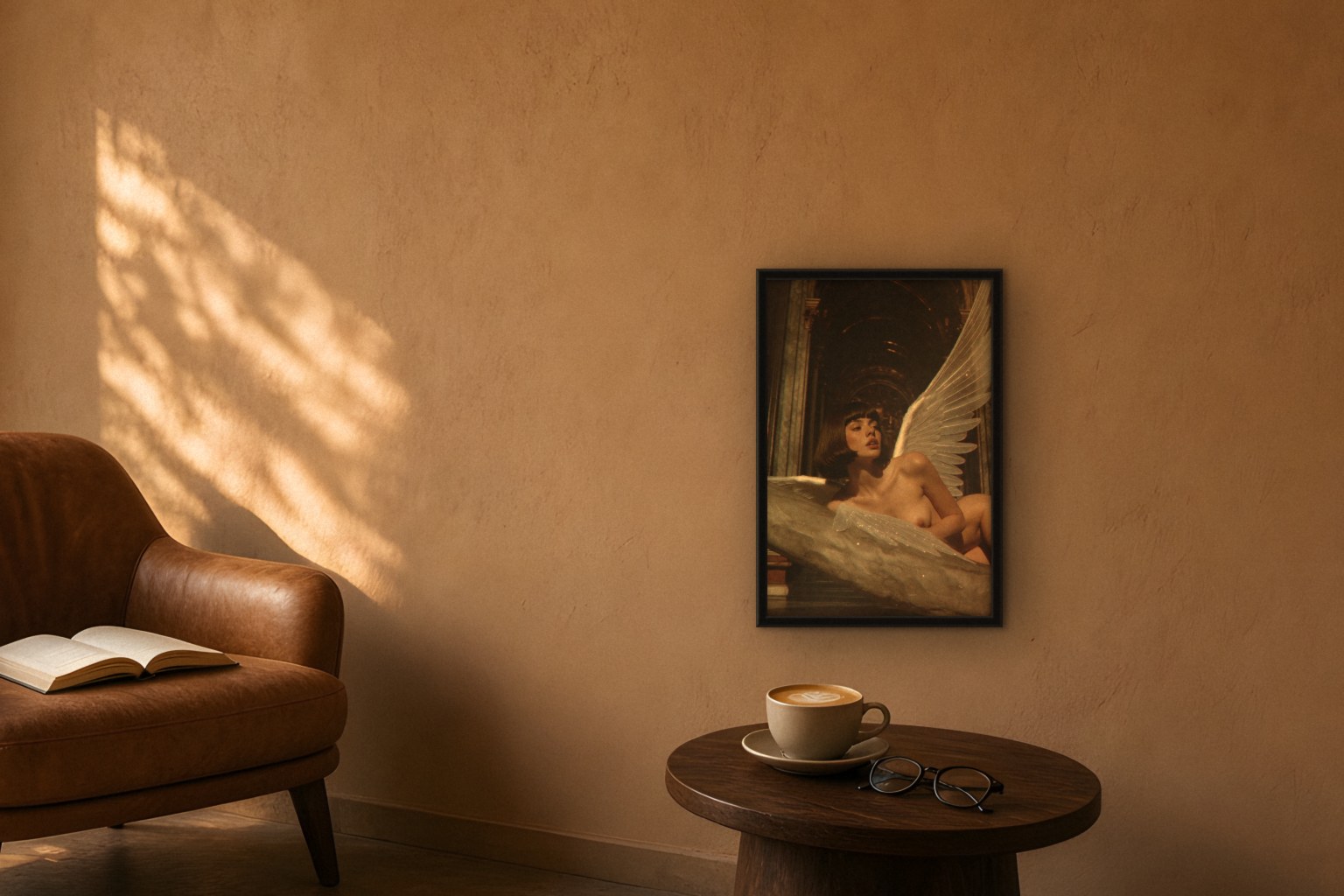 candor in room, thick black frame