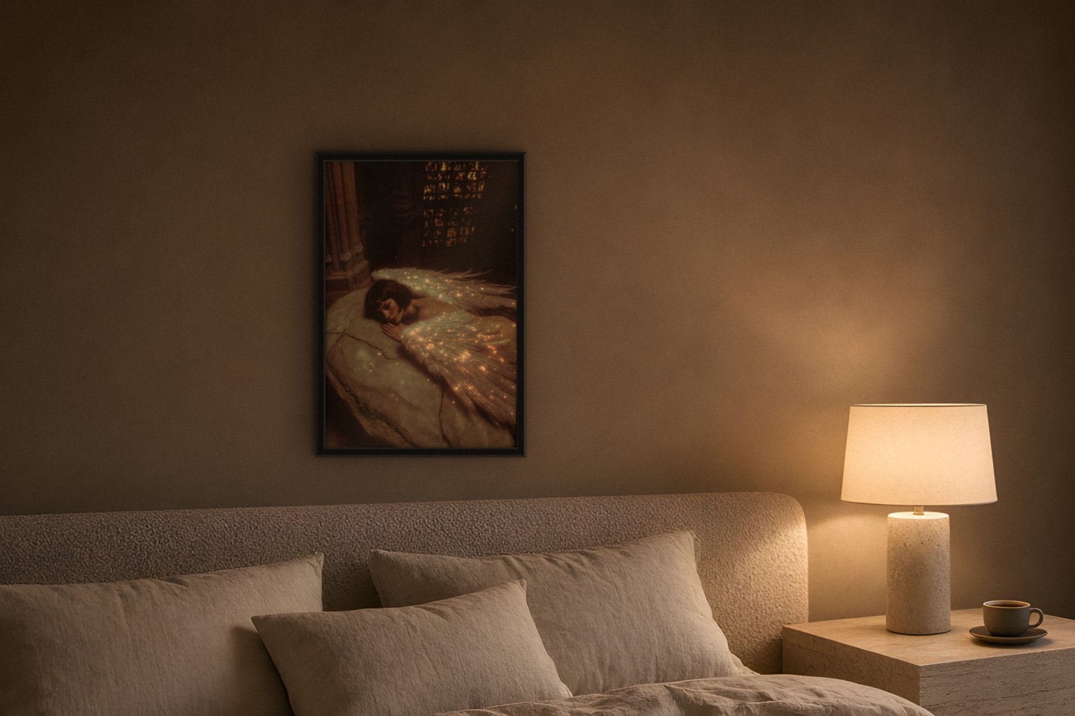 desiderium in room, thick black frame