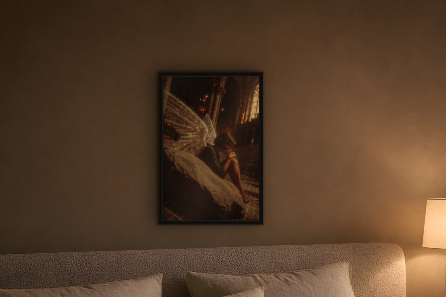excubiae in room, thick black frame