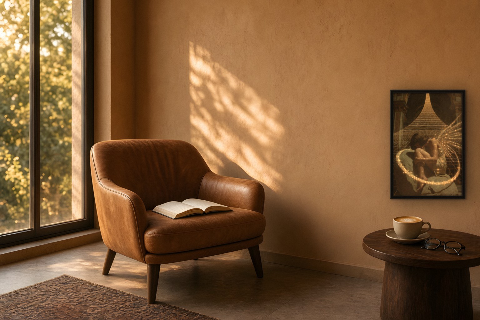 gremium in room, thick black frame
