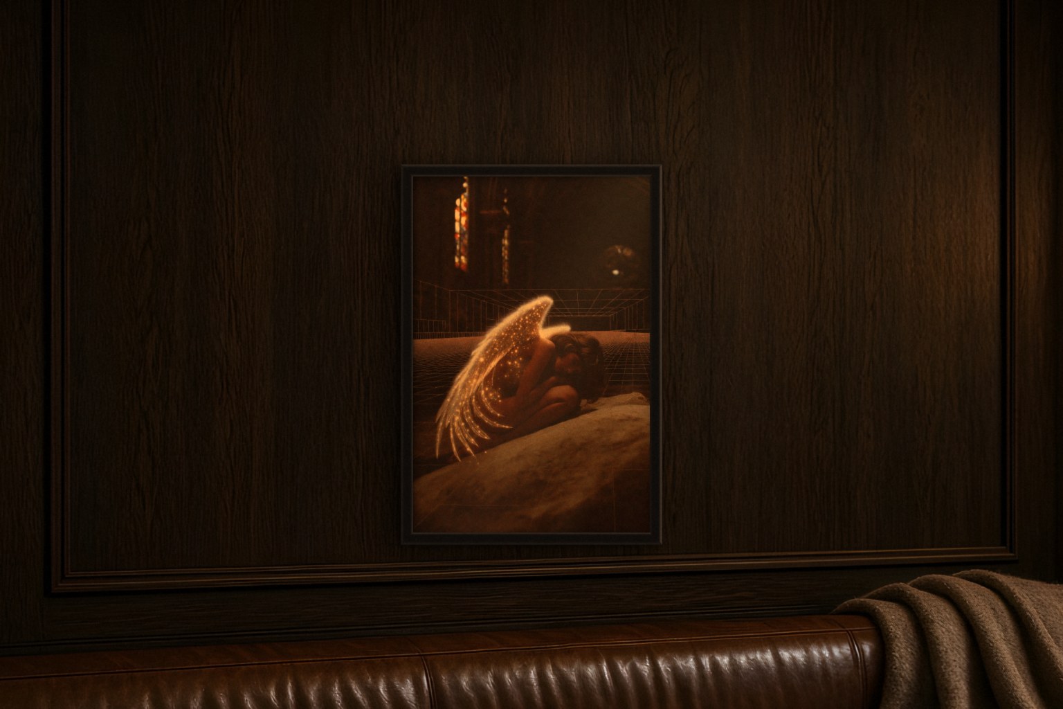 lumen in room, thick black frame