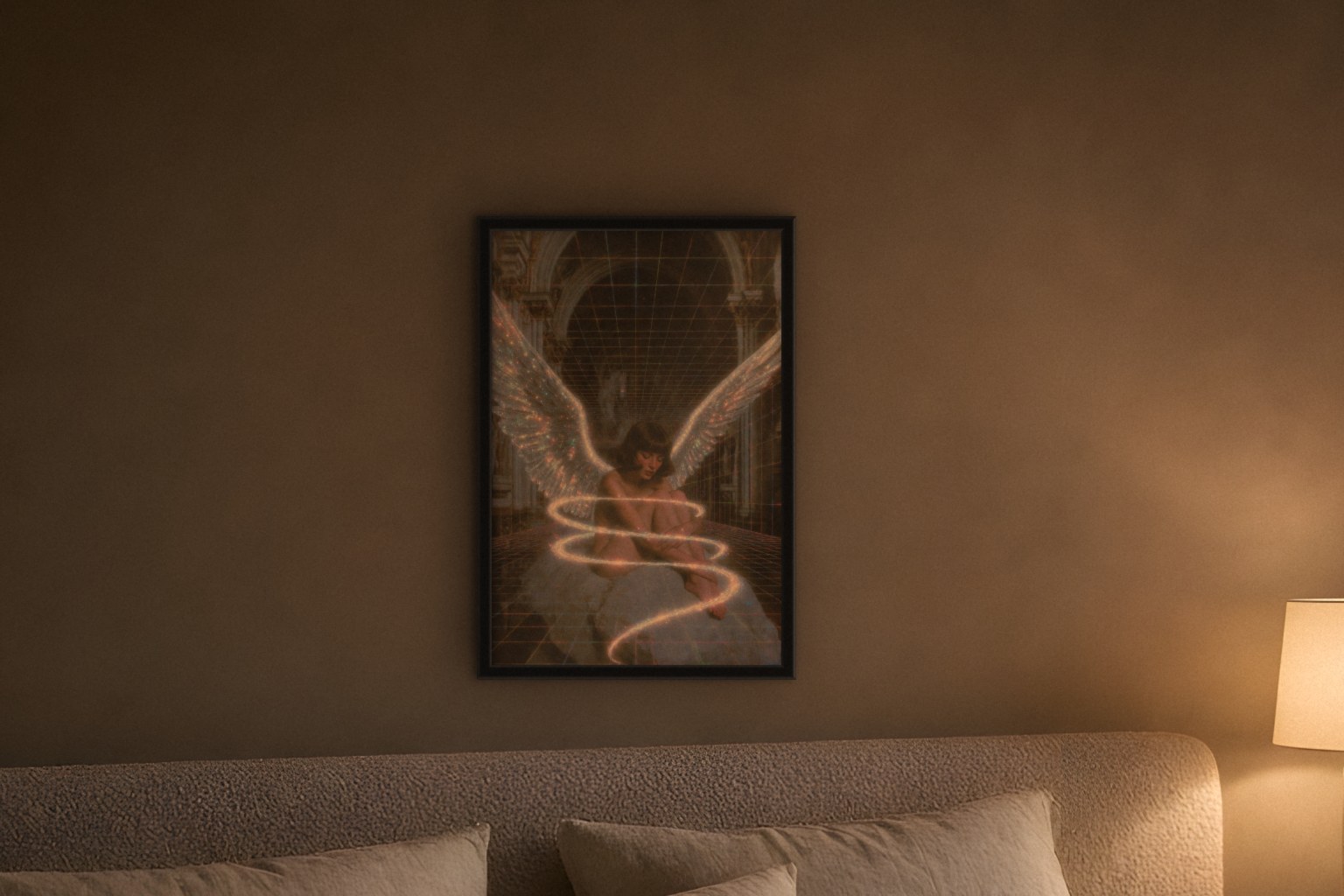 nimbus in room, thick black frame