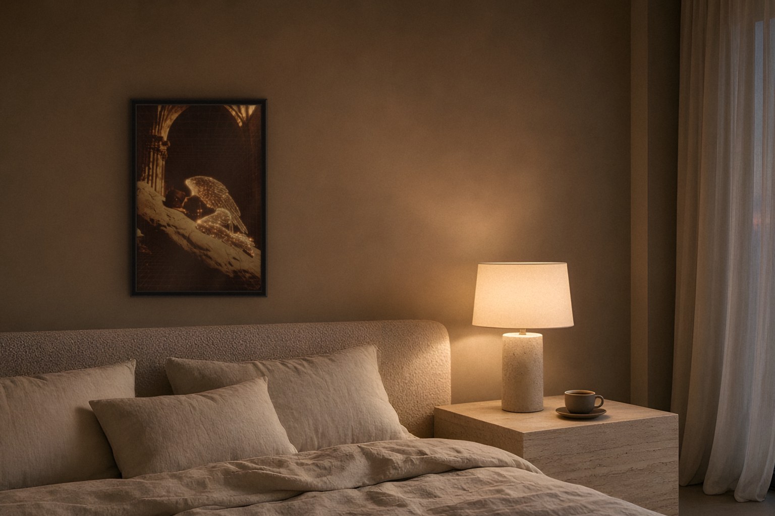 silentium in room, thick black frame