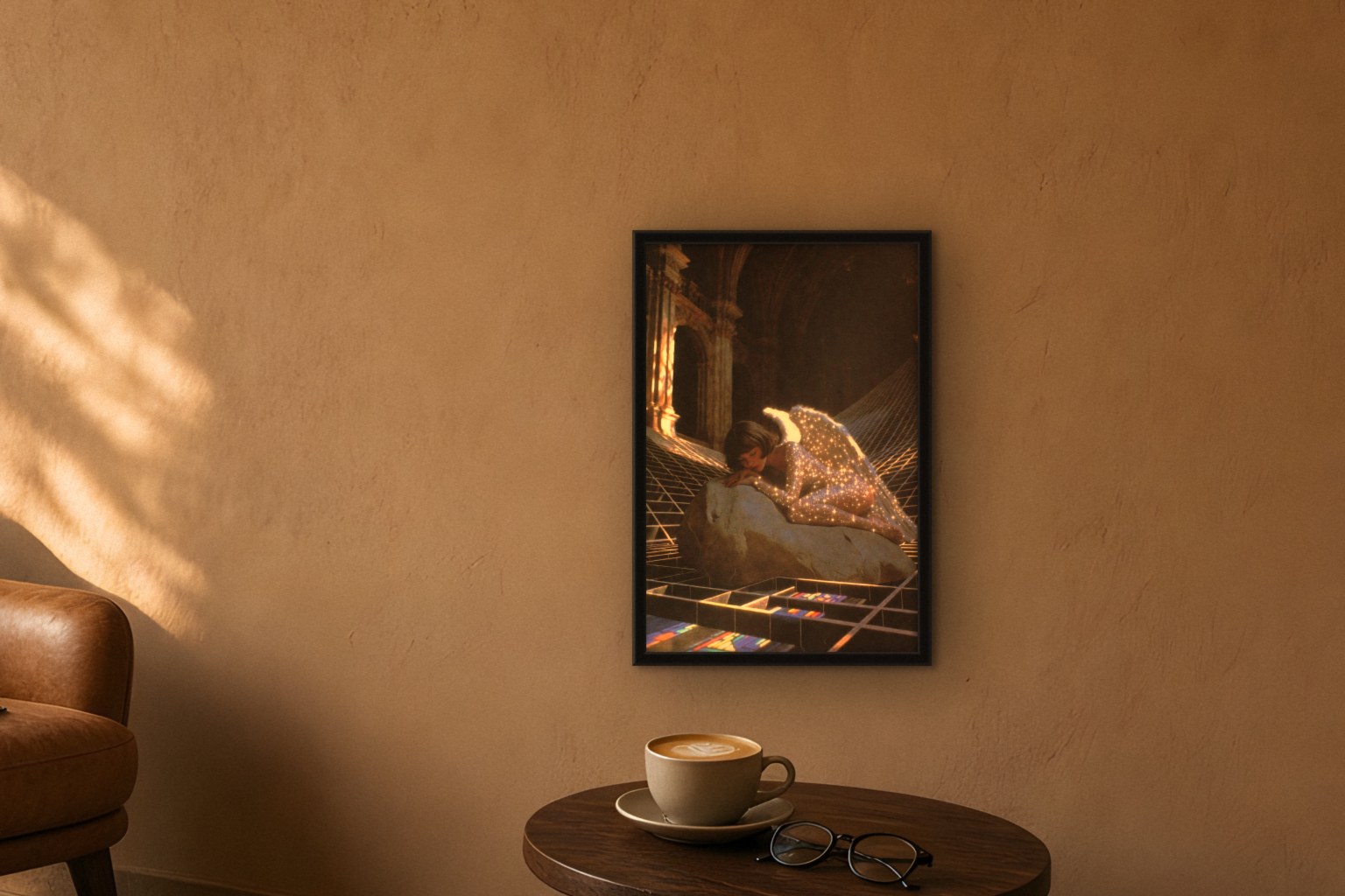 sopor in room, thick black frame