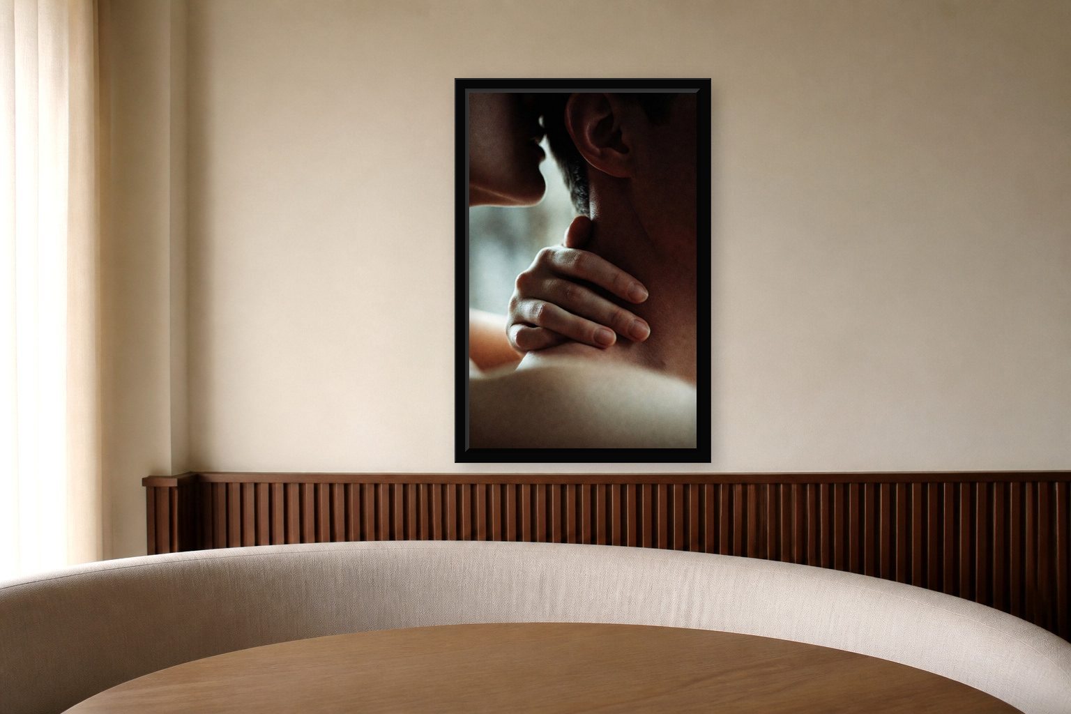 susurrus in room, thick black frame