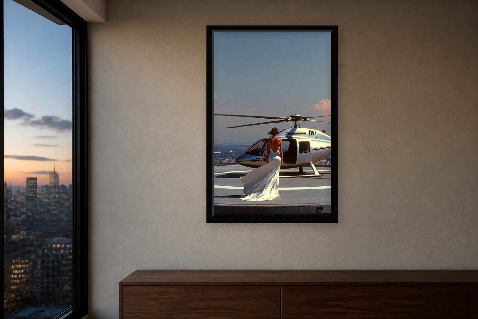 Volatus in room, thick black frame
